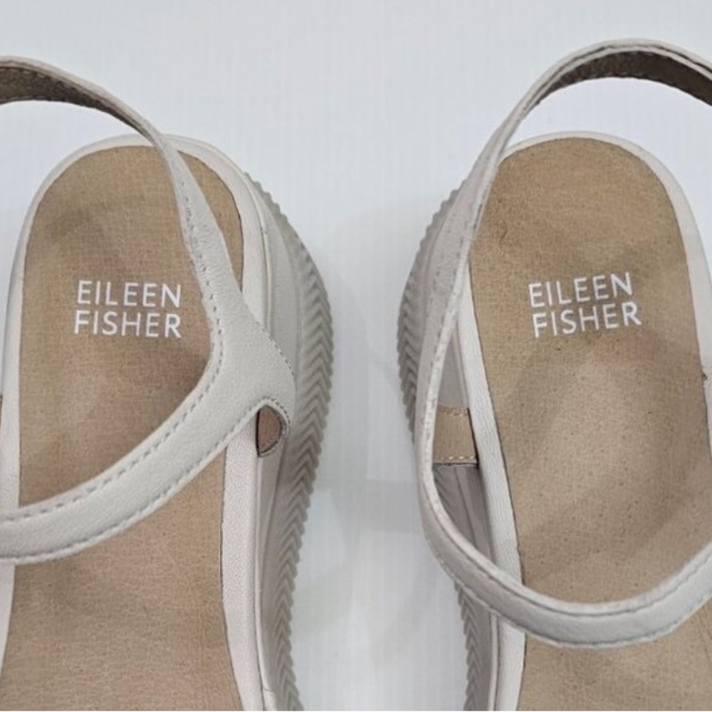 Eileen Fisher Ario Leather Wedge Sandals 8 - Picture 9 of 11